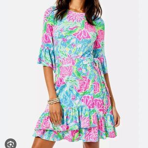Lilly Pulitzer Kassi Dress - Blue Bunny Business (Zanzibar Blue) Large EUC